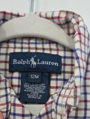 Ralph Lauren Boys' Beige Plaid Button-Up Shirt - Beige/Blue/Red